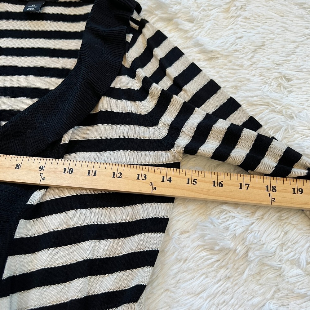 WHBM Women Cardigan Medium Silk Blend Long Stripe Ruffle Romantic 15765x - Picture 7 of 7